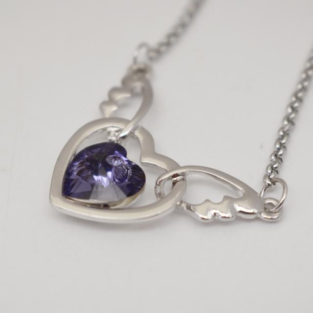 purple Austrian crystal double heart Wing necklace.jpg
